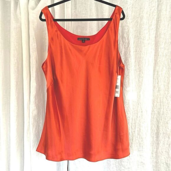 NWT Lafayette 148 New York Orange 100% Silk Tank Blouse, Sz 22 - Picture 2 of 8